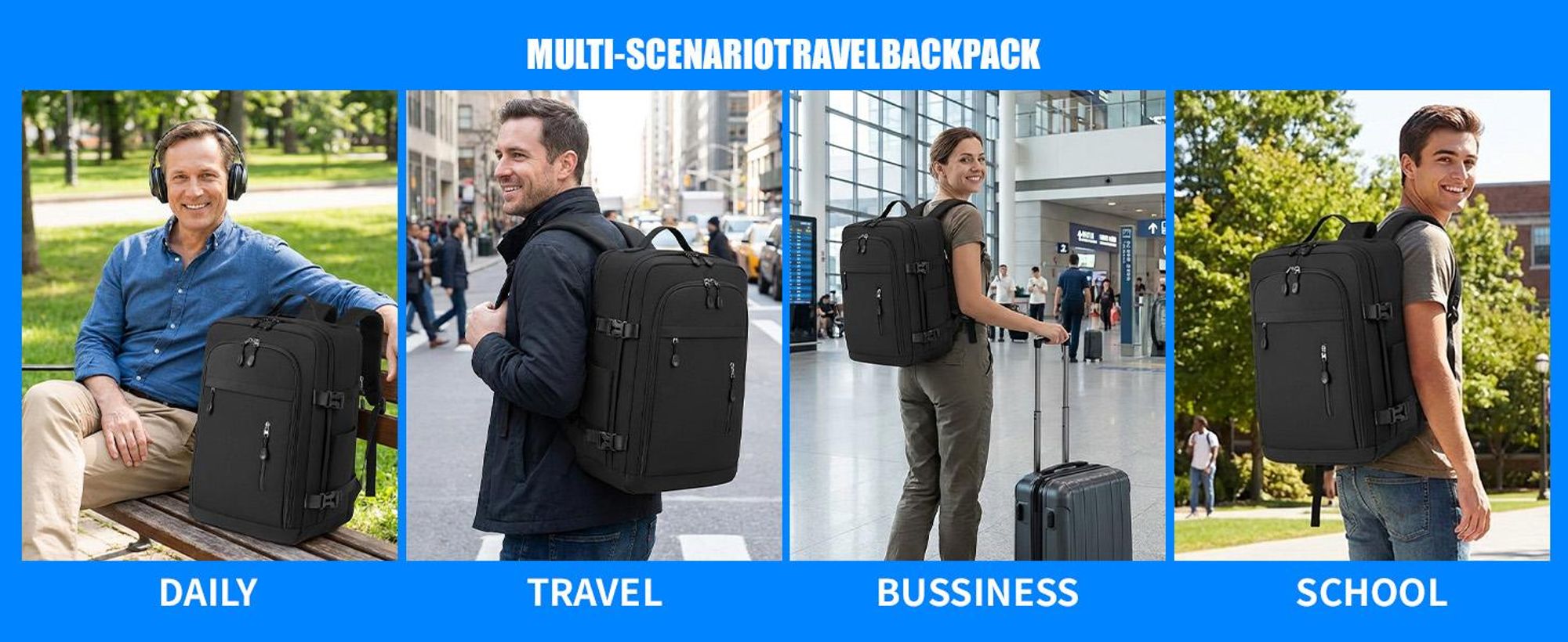 Rucksack, Laptoprucksack, 24L Große Schulrucksack, Handgepäck Rucksack für 15,6 zoll Laptop, für Arbeit Reisen