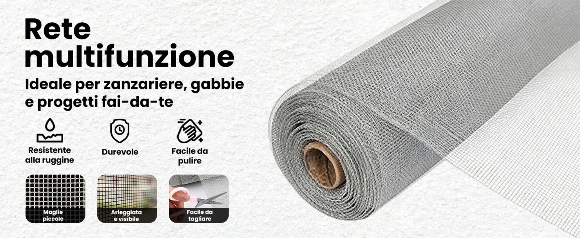 VIDAXL -MESH 100x500 cm Alluminio Silberfarben
