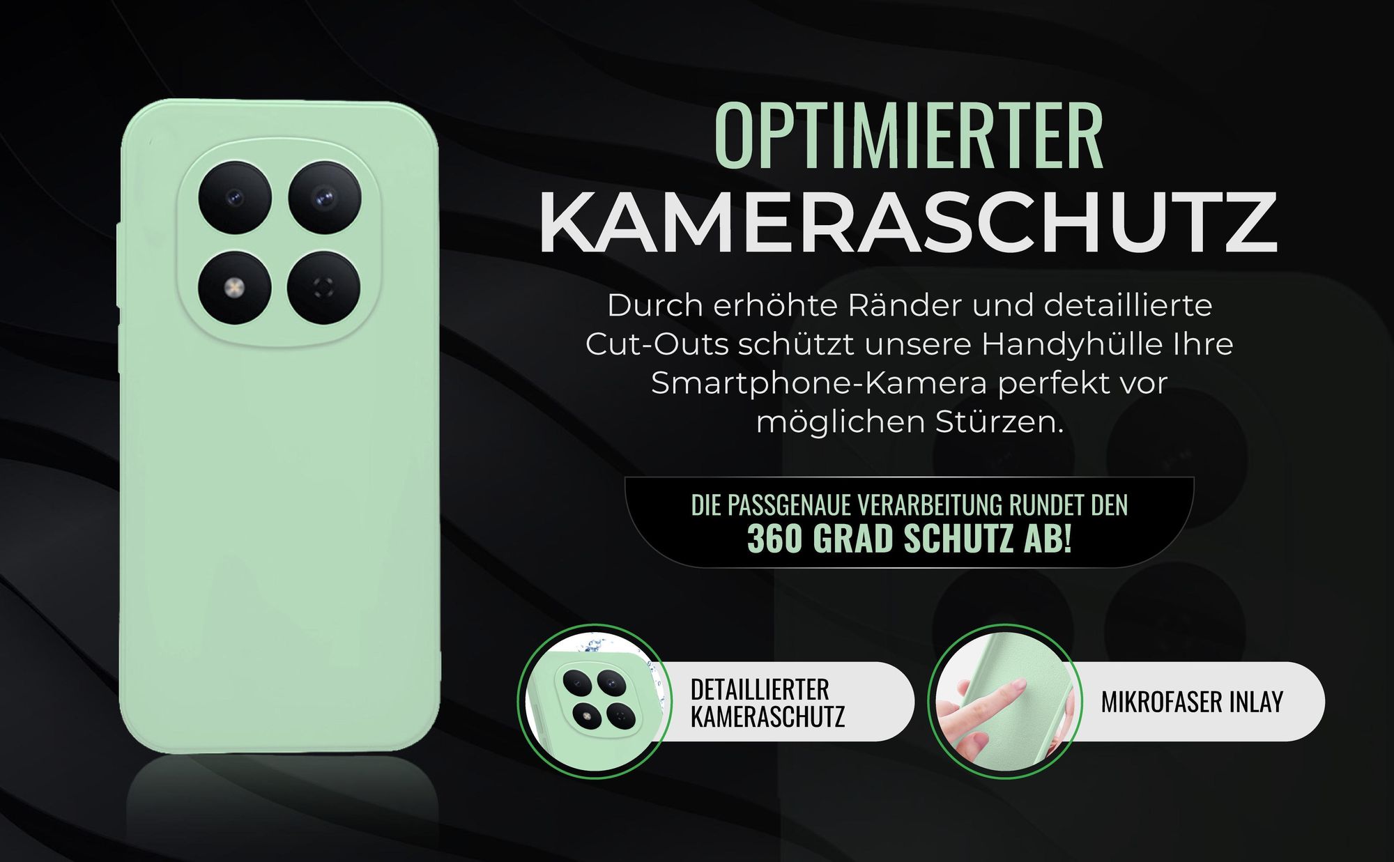 Handyhülle in Türkis für Xiaomi Redmi Note 15 Pro 5G in detailliertem Kamera Cutout