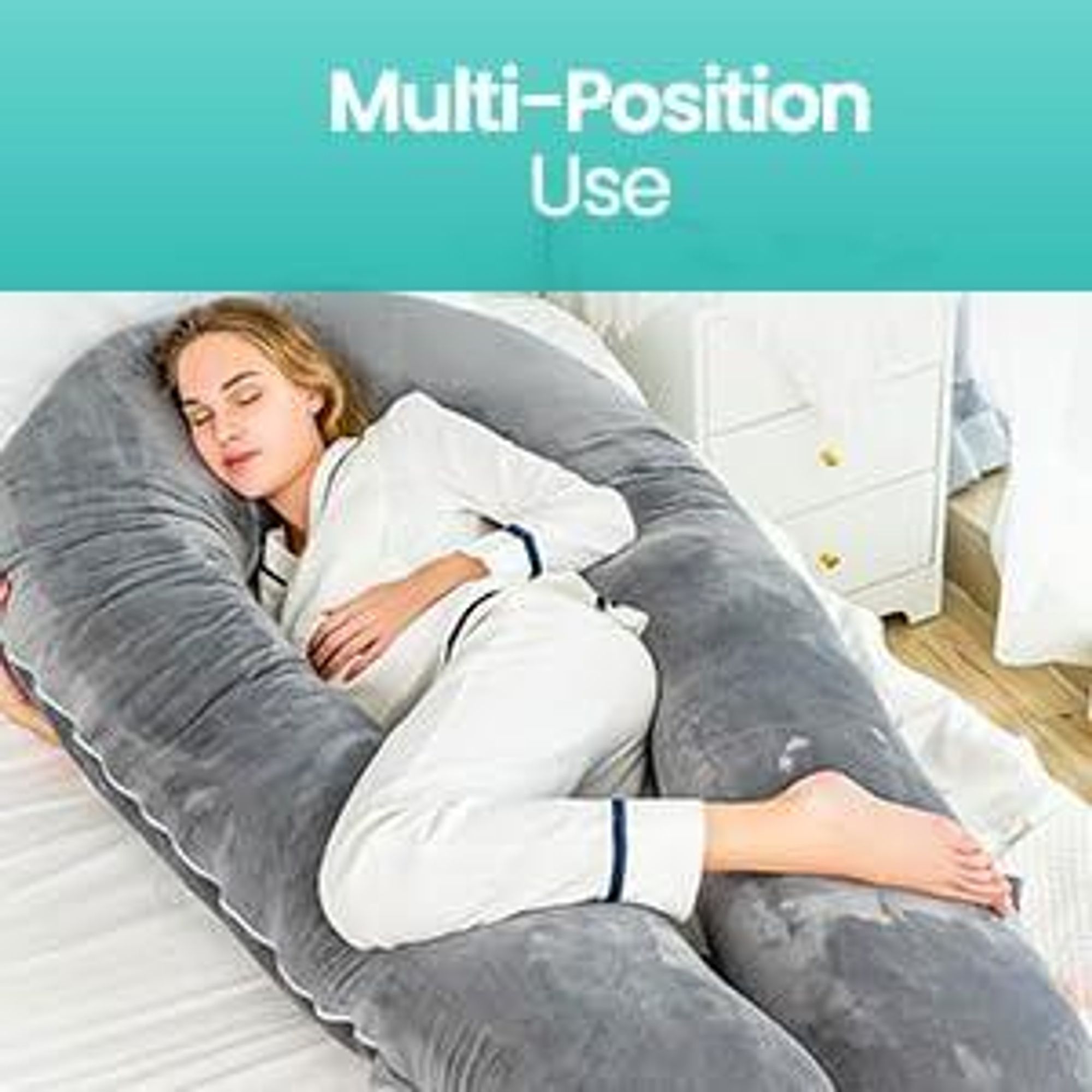 Strex Schwangerschaftskissen XXL - 280cm - Abnehmbarer Bezug - Seitenschläferkissen / Body Pillow / Körperkissen / Stillkissen