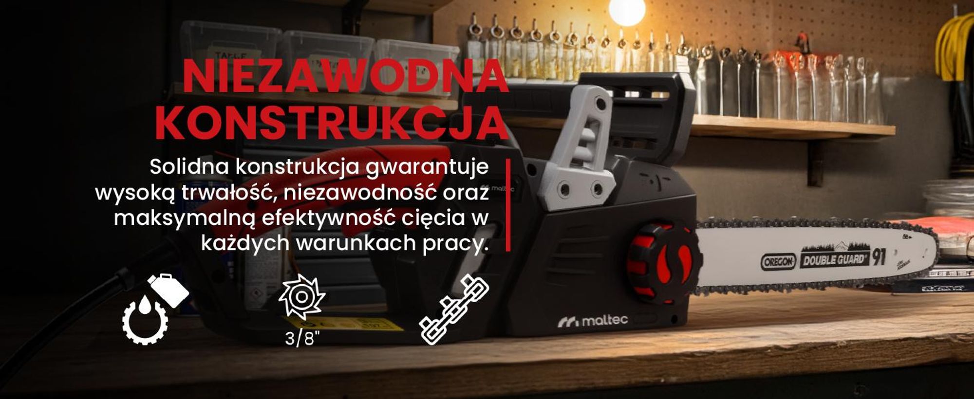 Elektryczna piła łańcuchowa do drewna z długością cięcia 40 cm