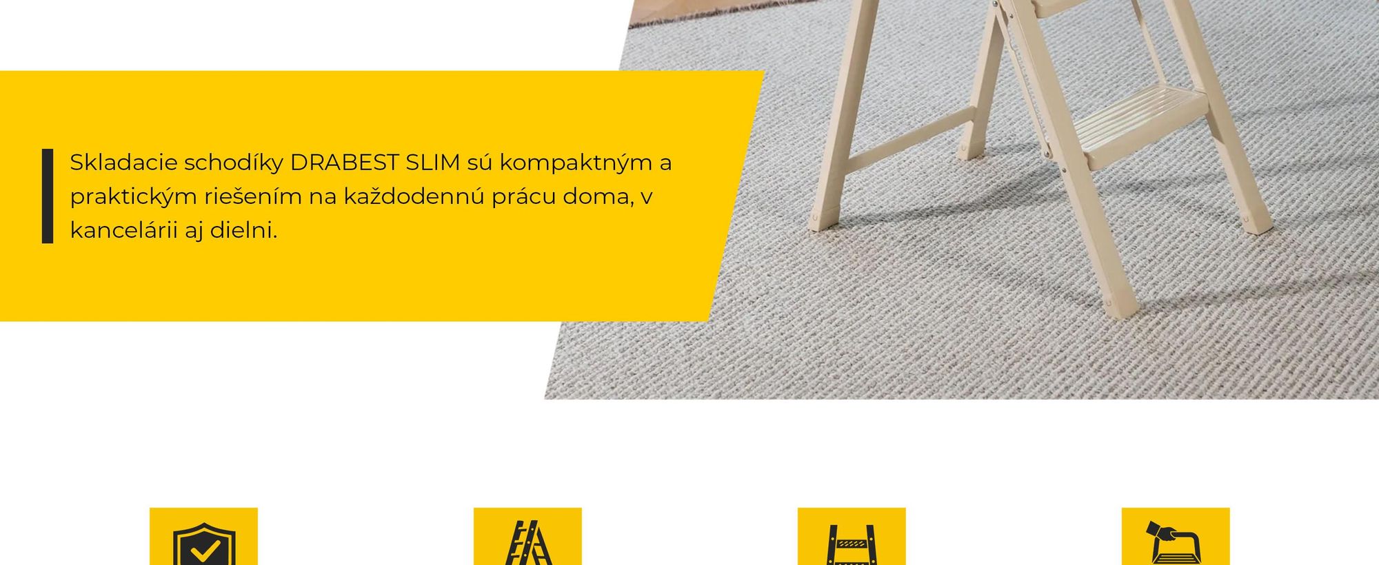 Drabest | Stojak s 3 priečkami, skladací - výška 2,66 m - maximálna nosnosť 150 kg - protišmykové stupne - krémová farba