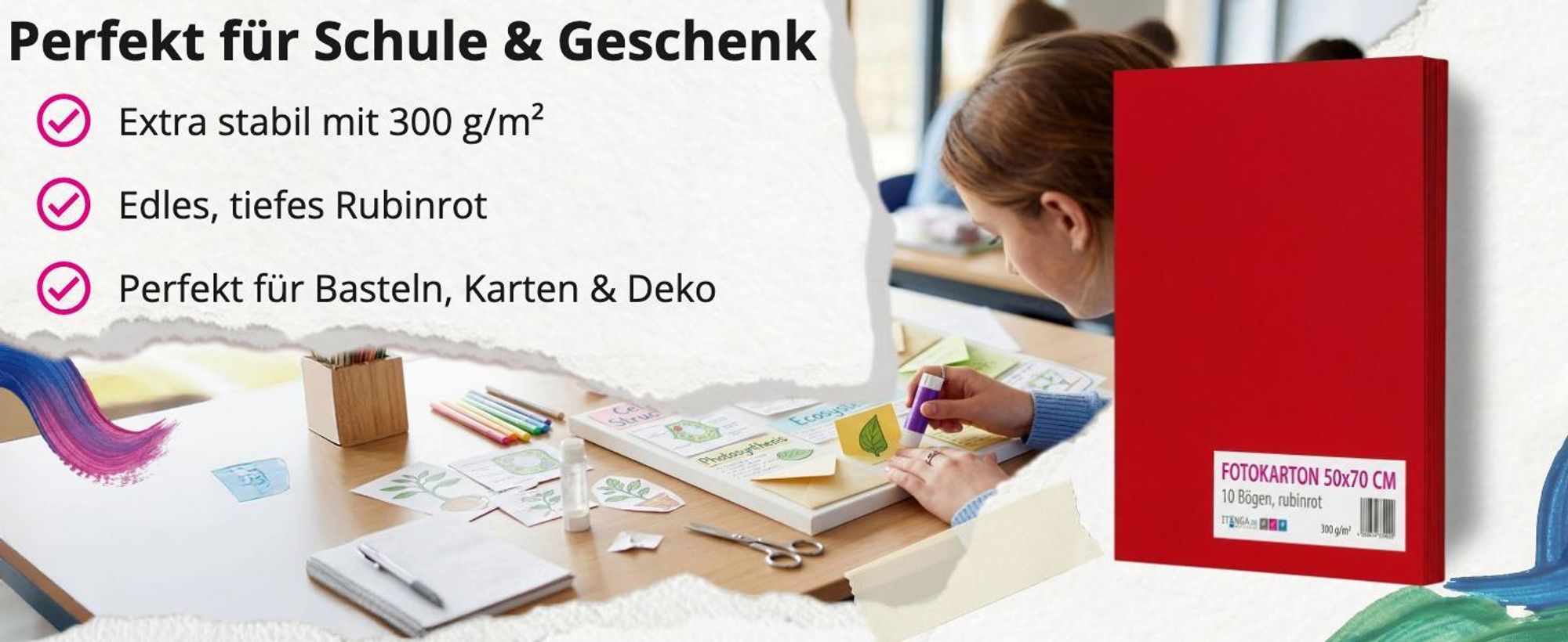 itenga Fotokarton rubinrot - 50x70cm 300g/m² 10 Bogen