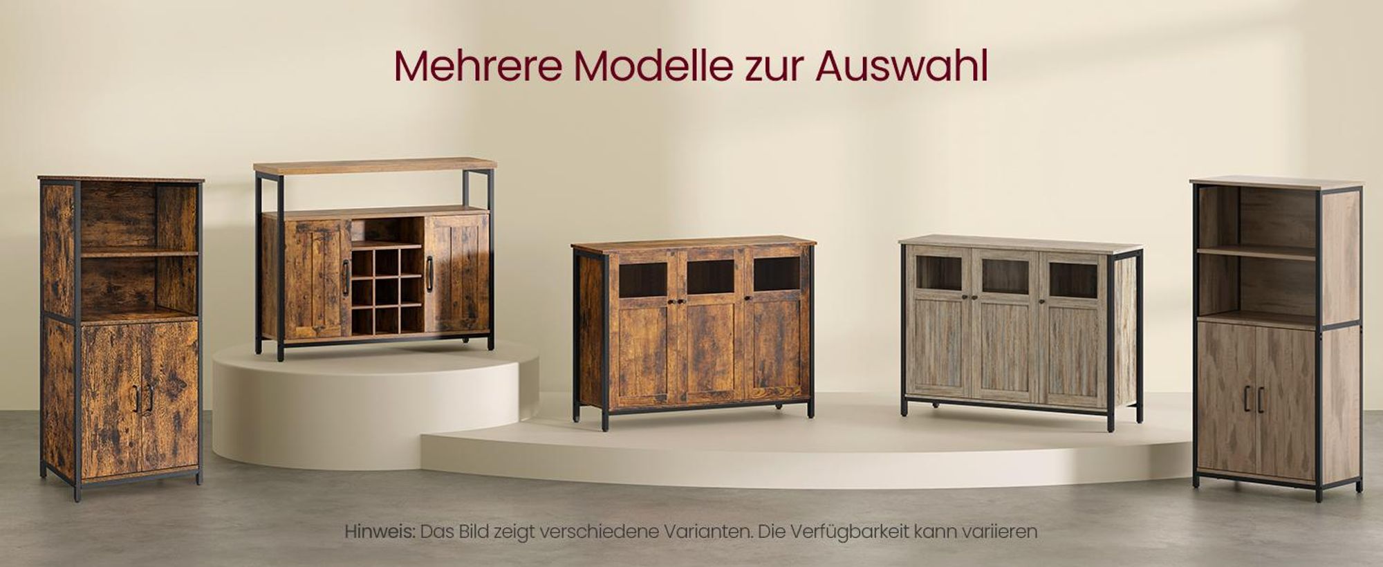 VASAGLE Highboard Küchenschrank, verstellbare Regalebene, 2 offenen Fächern