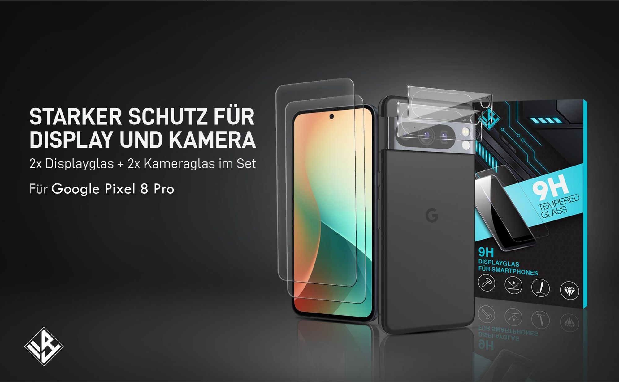 2er Set Kamera & Displayschutzglas für Google Pixel 8 Pro in 9H Härte