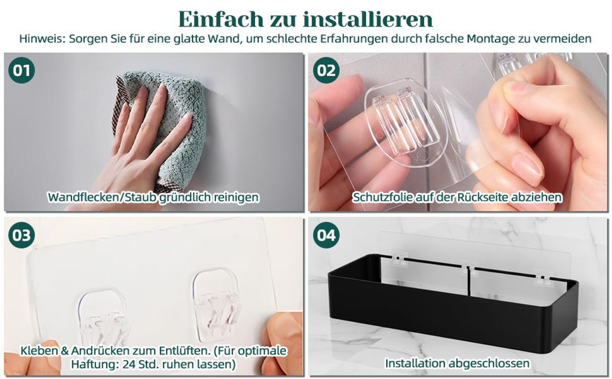 Duschablage, Duschregal, Badregal, ohne Bohren, Edelstahl Badezimmer Organizer, Selbstklebend Wasserdicht & Rostfrei