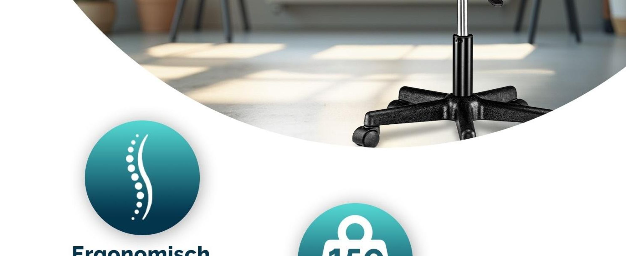 CASARIA® Rollhocker Höhenverstellbar 2er Set 10cm Polsterung 46-60cm Höhe 360° Drehbar Ø35cm Rund Rollen Bürohocker Drehhocker Arbeitshocker Stuhl Grau