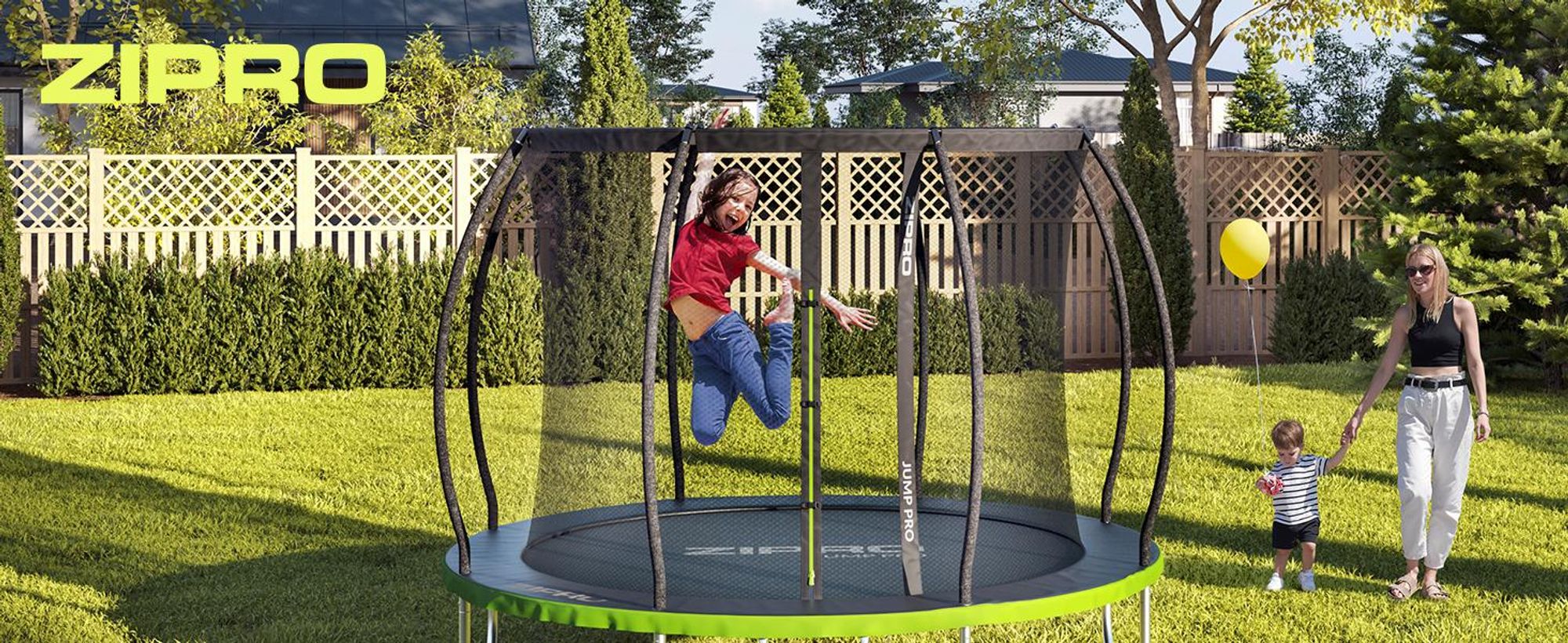 Trampolina ZIPRO Jump Pro Premium | 10FT Ø 312 cm | Trampolina ogrodowa Trampolina dla dzieci Kompletny zestaw z siatką, drabinką i osłoną brzegową, do użytku na zewnątrz, zielona