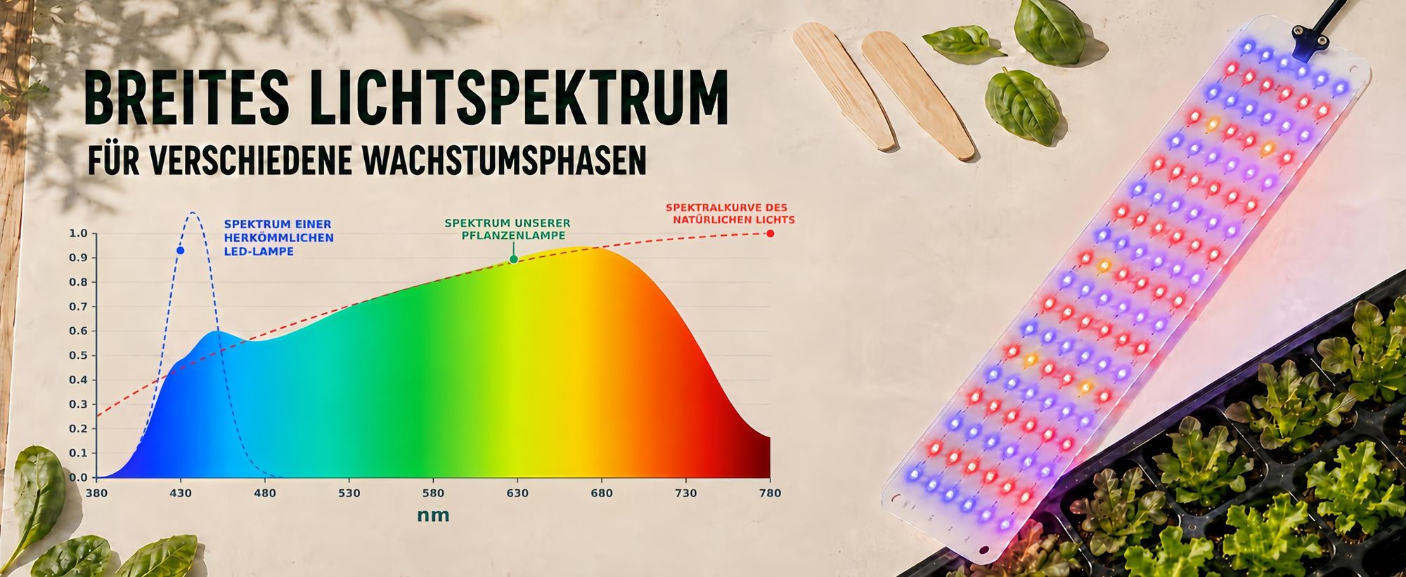 264 LED Pflanzenlampe Vollspektrum,Pflanzenlicht Dimmbar mit Timer,Wachstumslampe für Zimmerpflanzen Gewächshaus Blumen(2 panel,rot,blau,warmweiß)