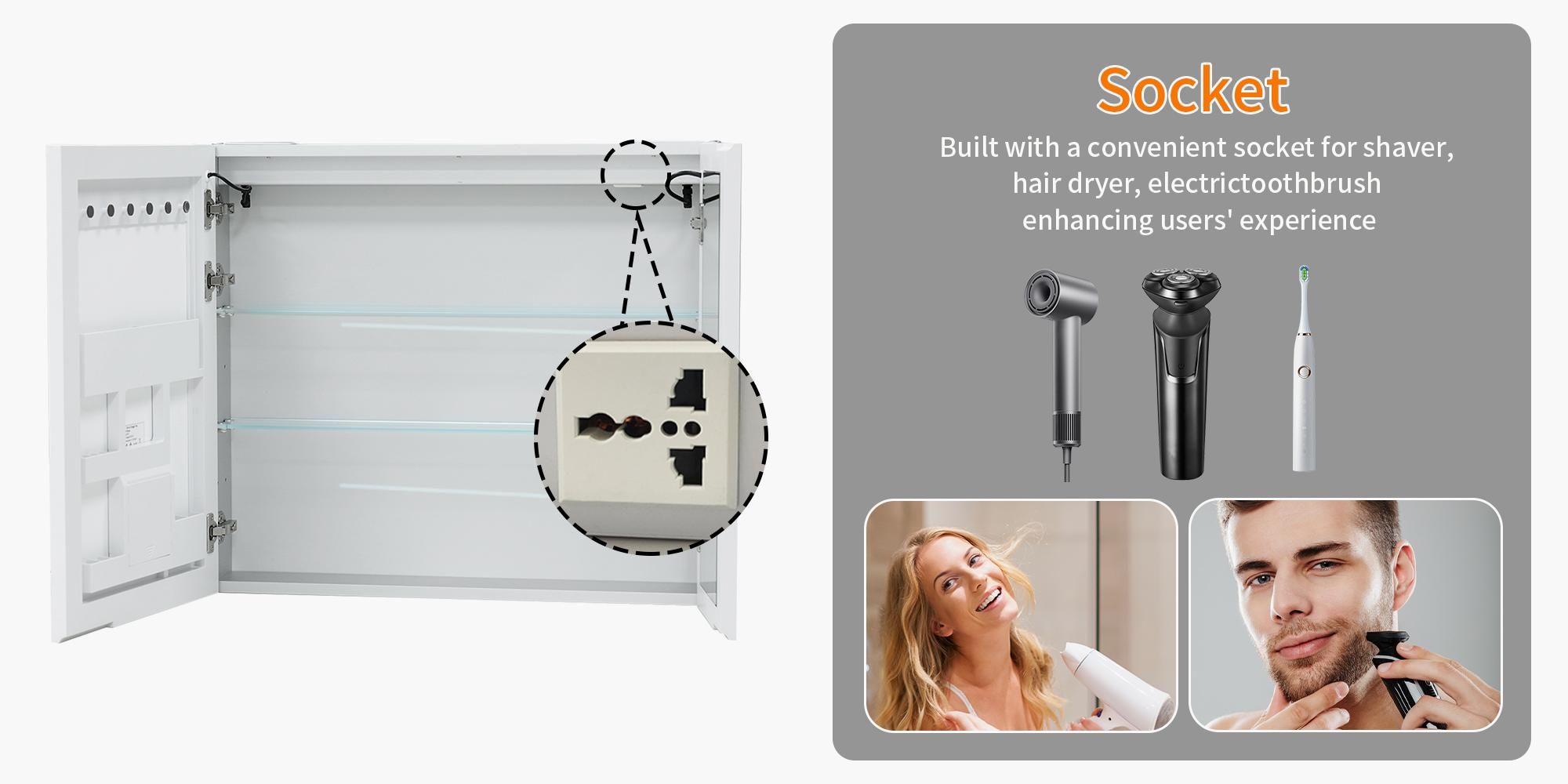 WISFOR Spiegelschrank Bad mit Beleuchtung Bluetooth 80x70 cm Wandspiegelschrank mit Bluetooth Beschlagfrei 2 Tür Badschrank