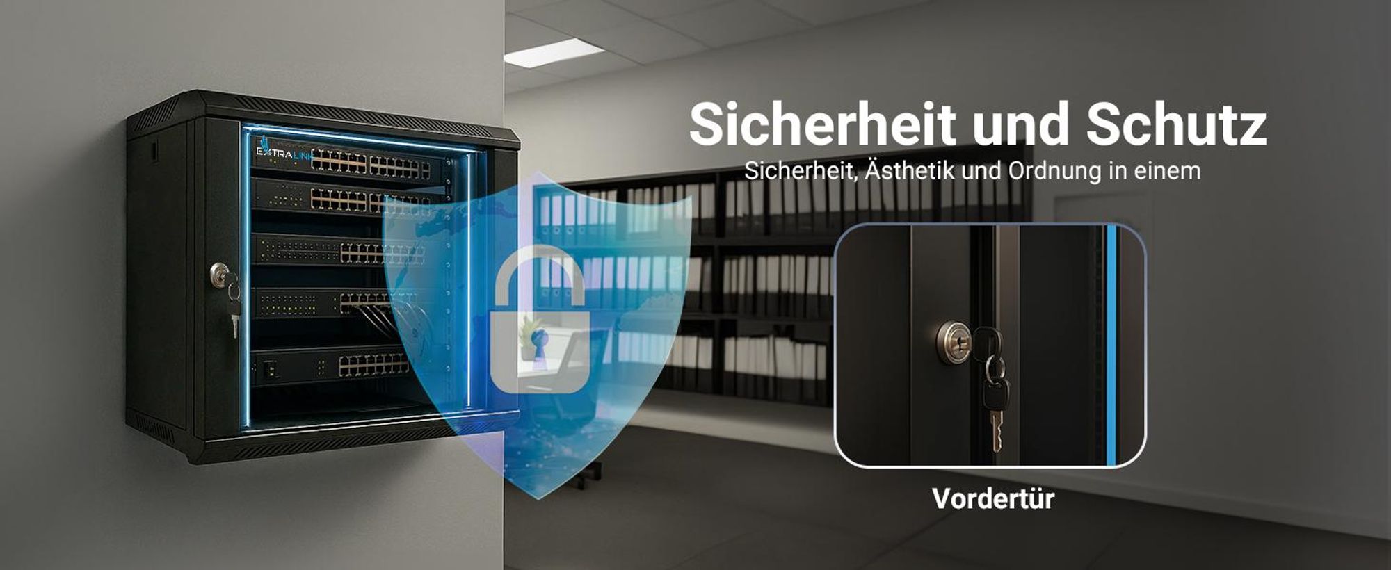 Extralink 19" Netzwerkschrank Serverschrank 12U 530x400mm Wandmontage + Fachboden