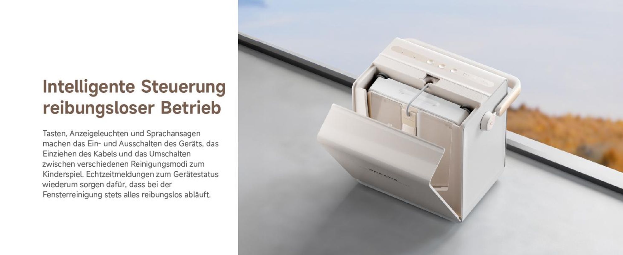 Dreame C1 Station Fensterputzroboter,5500Pa Saugkraft,Stabil und sicher,Nass-und Trockenreinigung,Dual-Spray,CornerClean,Intelligente Navigation,Creme