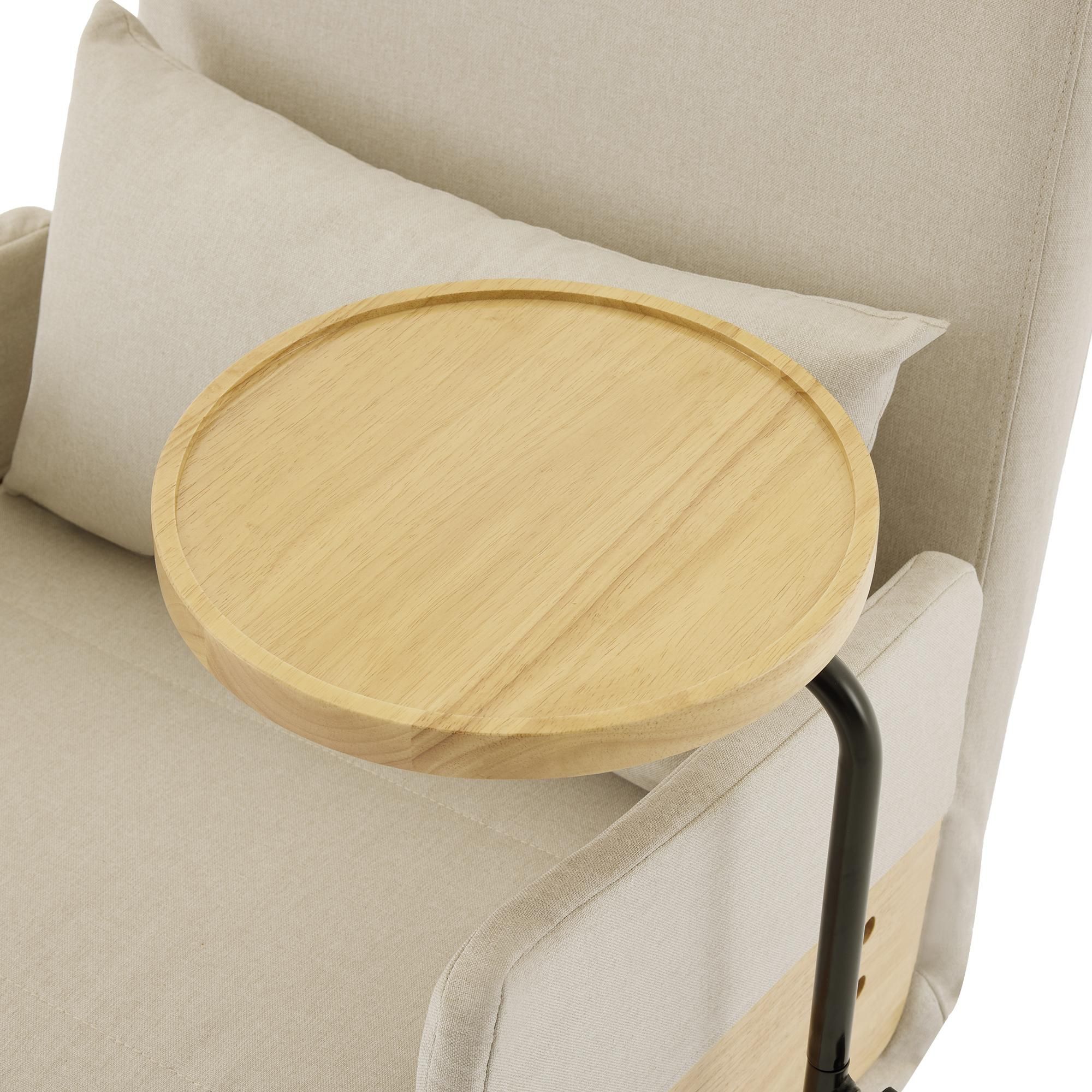 Merax Sessel, 3-in-1 Umbausessel mit Schlaffunktion, 6-fach verstellbar, Holztablett, Lordosenstütze & Kissen, Leinen, Beige