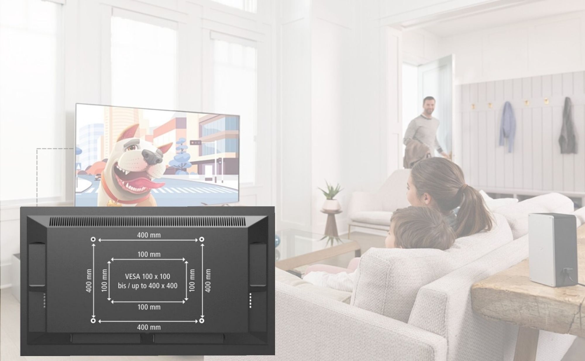 FCH TV-Wandhalterung, belastbar 35 kg / VESA 400 * 400 / Winkeleinstellung nach oben und unten -10 °  10 ° / Unterstützung für 32-60-Zoll-Fernseher, schwarz
