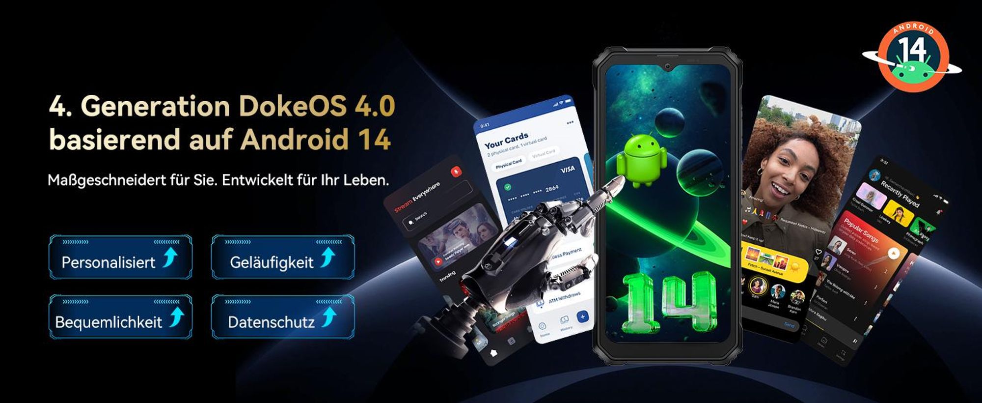 Blackview BV6200 Plus(2025) Outdoor Handy Ohne Vertrag, 11000mAh Akku Android 14 Outdoor smartphone, 24GB+256GB/2TB,98DB Lautsprecher, 6.56" 90Hz,IP69