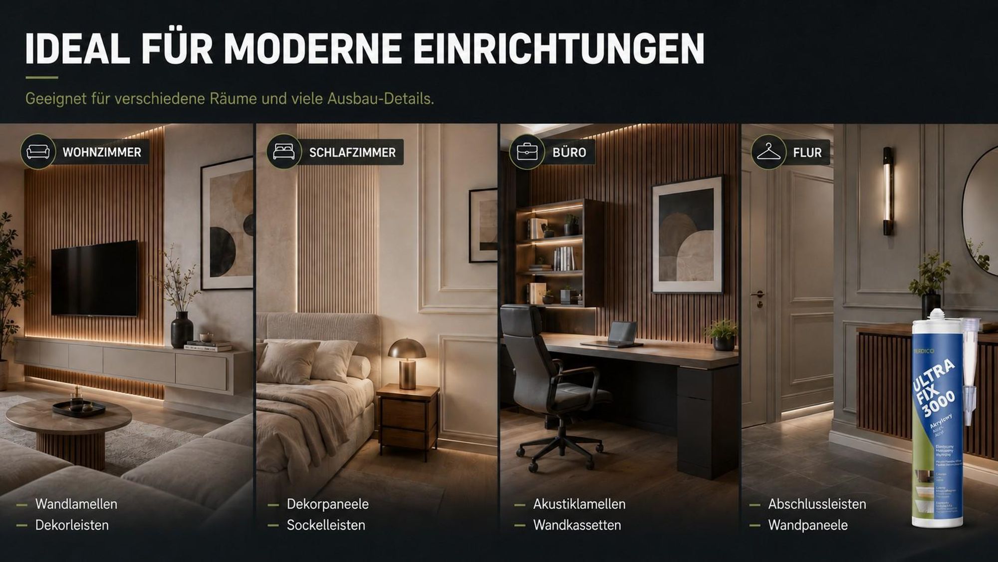 Ultra Fix 3000 Acrylkleber für Wohnzimmer, Schlafzimmer, Büro und Flur.