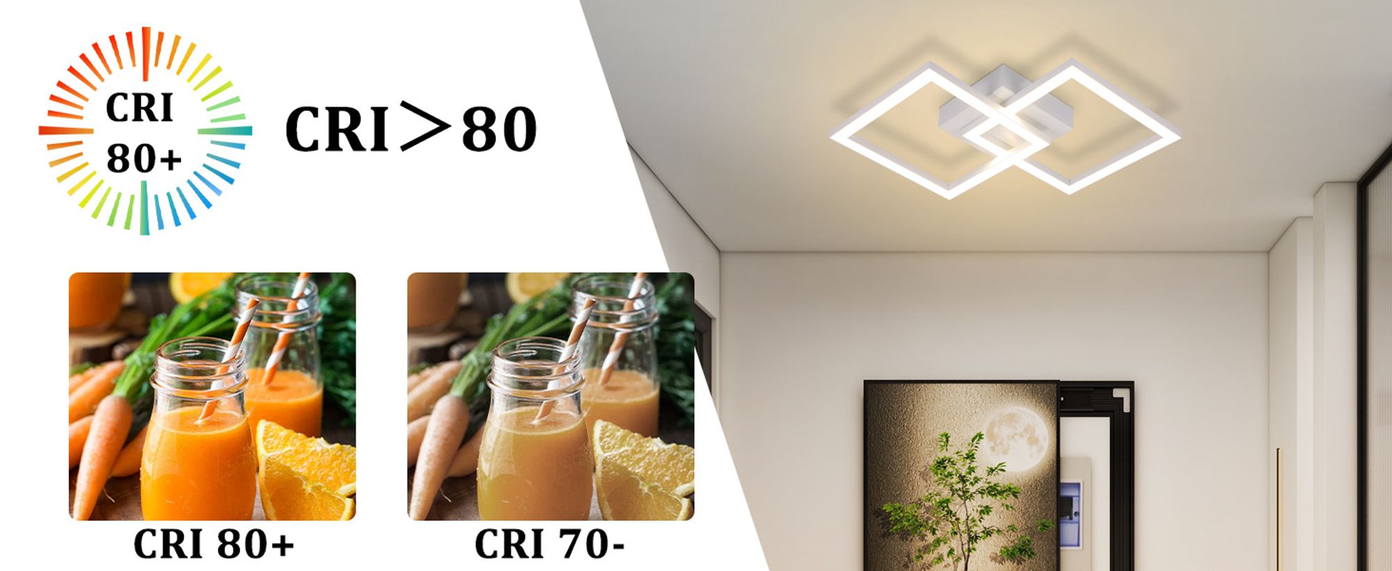 ZMH Deckenlampe LED Deckenleuchte Küche Modern Küchenlampe 24W 4000K Wohnzimmerlampe Design Flurlampe Neutralweiß Schlafzimmerlampe Flur Deckenbeleuchtung Weiß für Kinderzimmer Schlafzimmer