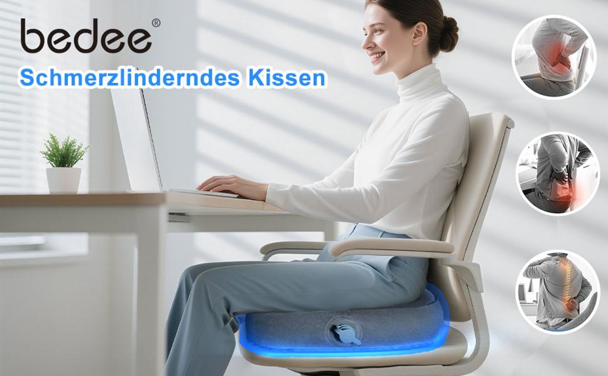 Orthopädisches Sitzkissen, Keilkissen, Ergonomisches Stuhlkissen, Lindert Rückenschmerzen, Ischias, Steißbeinschmerzen Hämorrhoiden