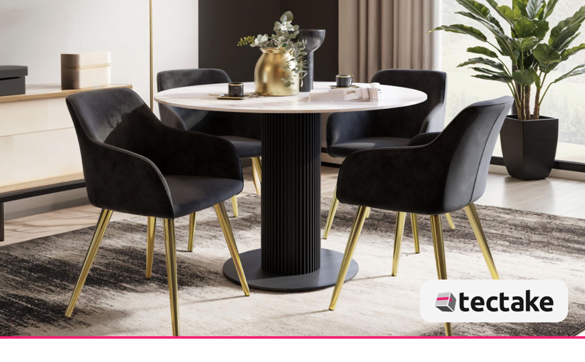 tectake® Esszimmerstuhl Marilyn gepolstert, in Samtoptik 58 x 62 x 82 cm