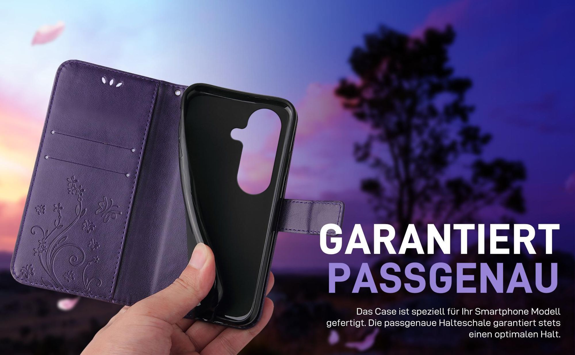 Violette Klapphülle für Samsung Galaxy S26 FE mit präziser Passform und sicherem Halt