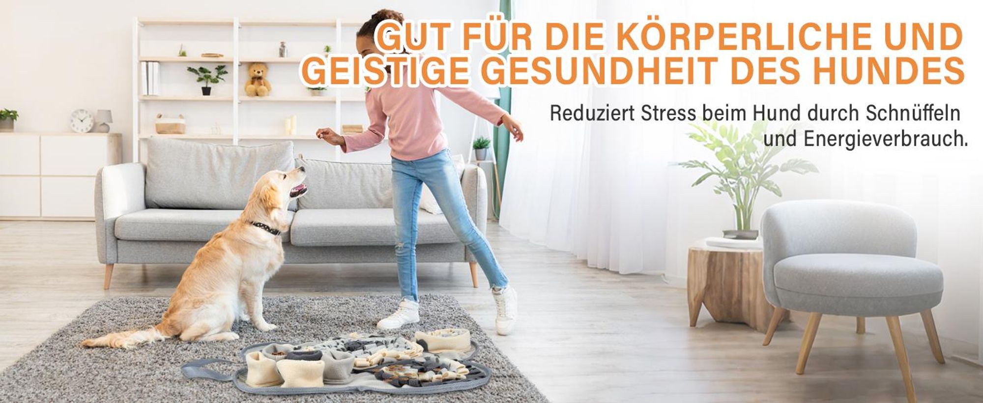 Schnüffelteppich, Hundeschnüffelmatte, Futter-Suchmatte, Trainingsmatte, Intelligenzspielzeug für Hunde und Katzen, Natürliches Fressen