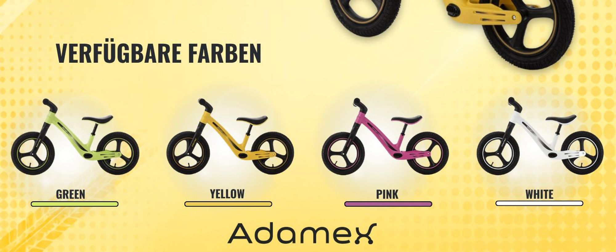Kinderfahrrad ohne Pedale ROCKET in vier verschiedenen Farben