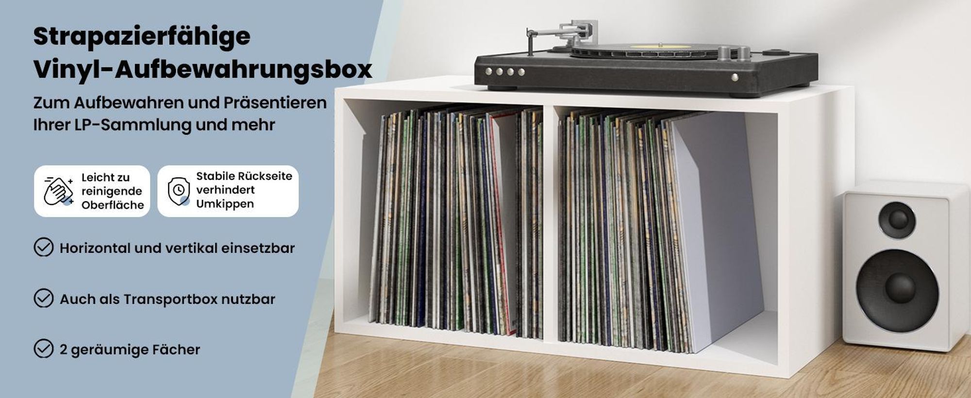 vidaXL Schallplatten-Aufbewahrungsbox Weiß 71x34x36 cm Holzwerkstoff