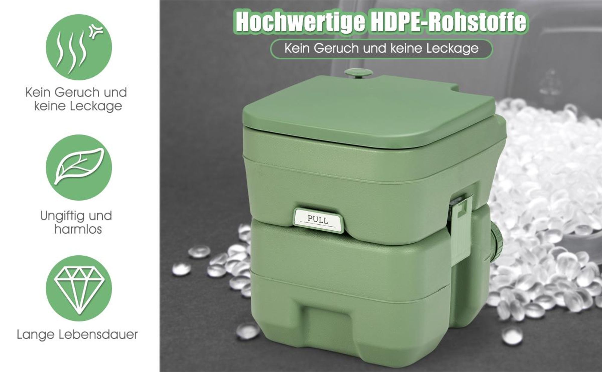 COSTWAY 20L+12L Campingtoilette mit abnehmbarem Abwassertank  Grau