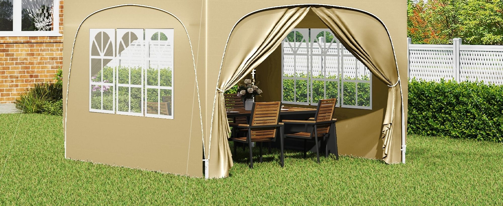 Outsunny Pavillon 3x3m wasserabweisend Stabil Winterfest Pop-up Faltpavillon
