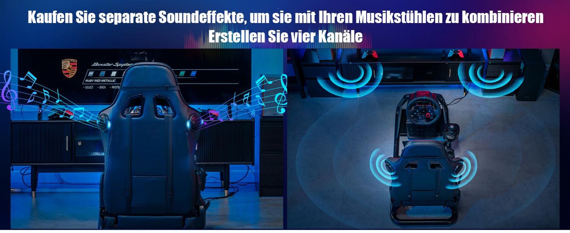 GTPLAYER Simulator Cockpit, SIM racing Cockpit, rennsimulator lenkradständer Gamingstuhl racing wheel stand mit Bluetooth-Lautsprecher und Pedalablage