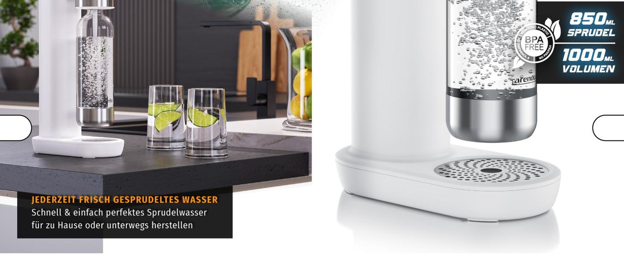 Arendo Wassersprudler Soda Maker, frisch gesprudeltes Wasser