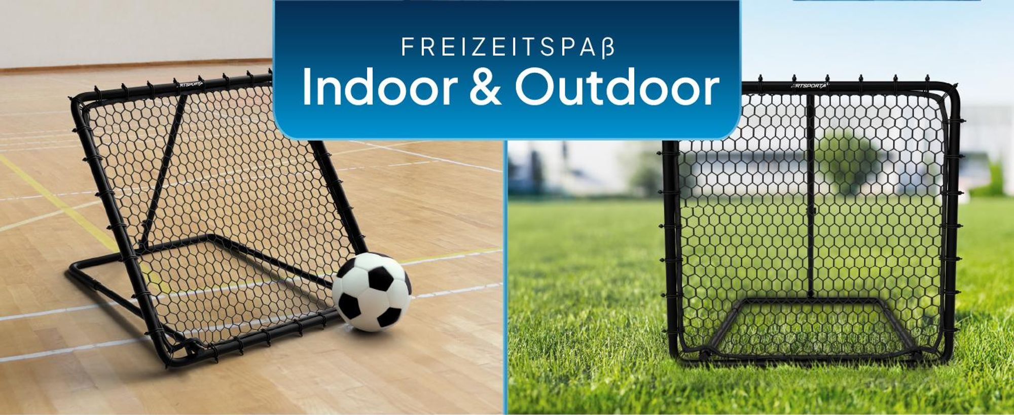 ArtSport Fußball Rebounder Power Pass - verstellbar, stabiler Rahmen, platzsparend verstauen