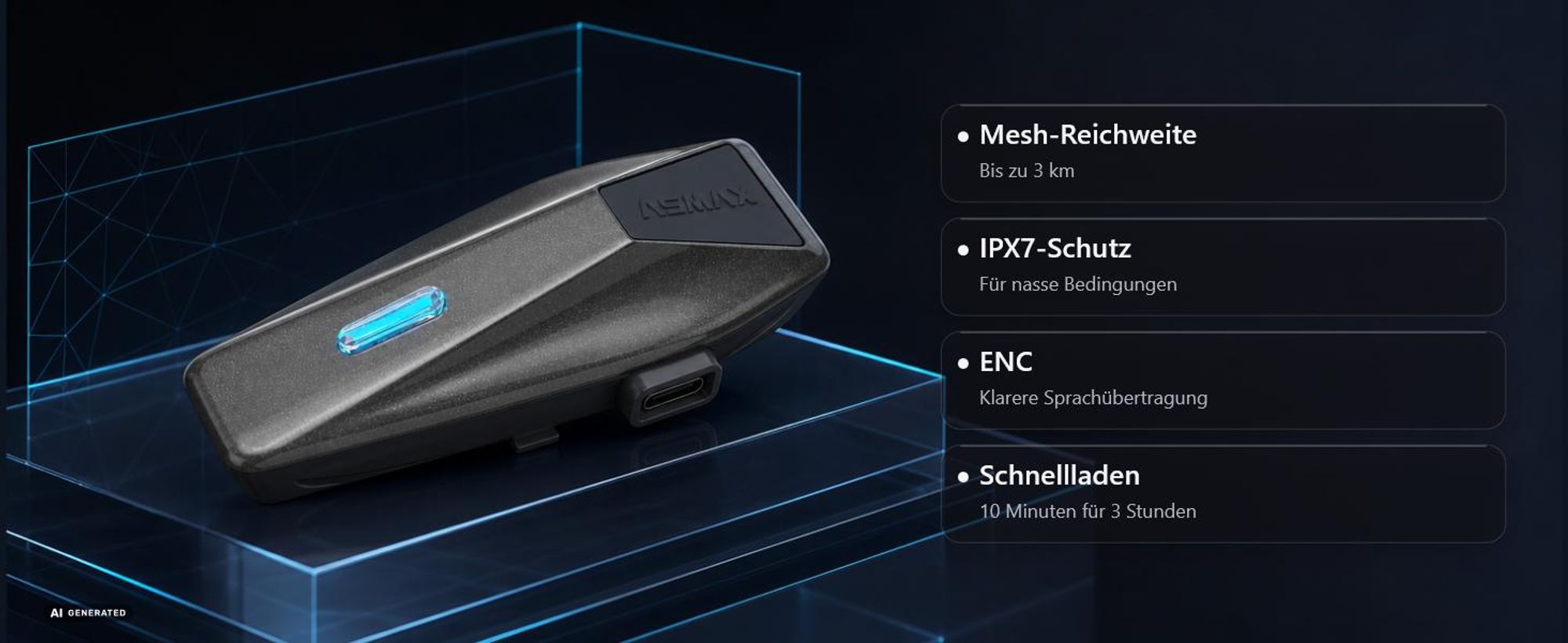 Komunikační systém Bluetooth ASMAX S2, jedna sada
