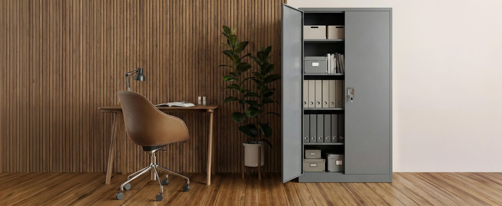 Muralo Metallschrank für Büro AKTENSCHRANK für Dokumente und Ordner – Stahlschrank – Anthrazit – abschließbar 90x40x185cm