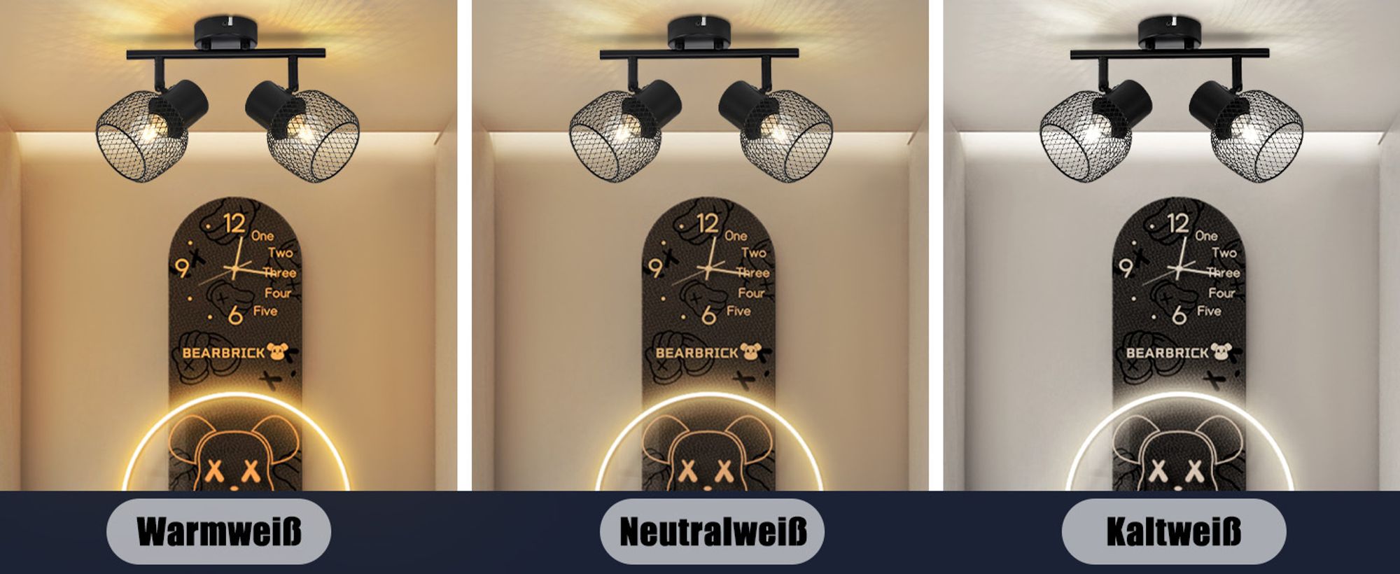 ZMH Deckenleuchte Schwarz Metall 2 Flammig Vintage E27 Deckenstrahler  Deckenlampe  Drehbar 330° Strahler Innen für Flur Wohnzimmer Schlafzimmer Küche