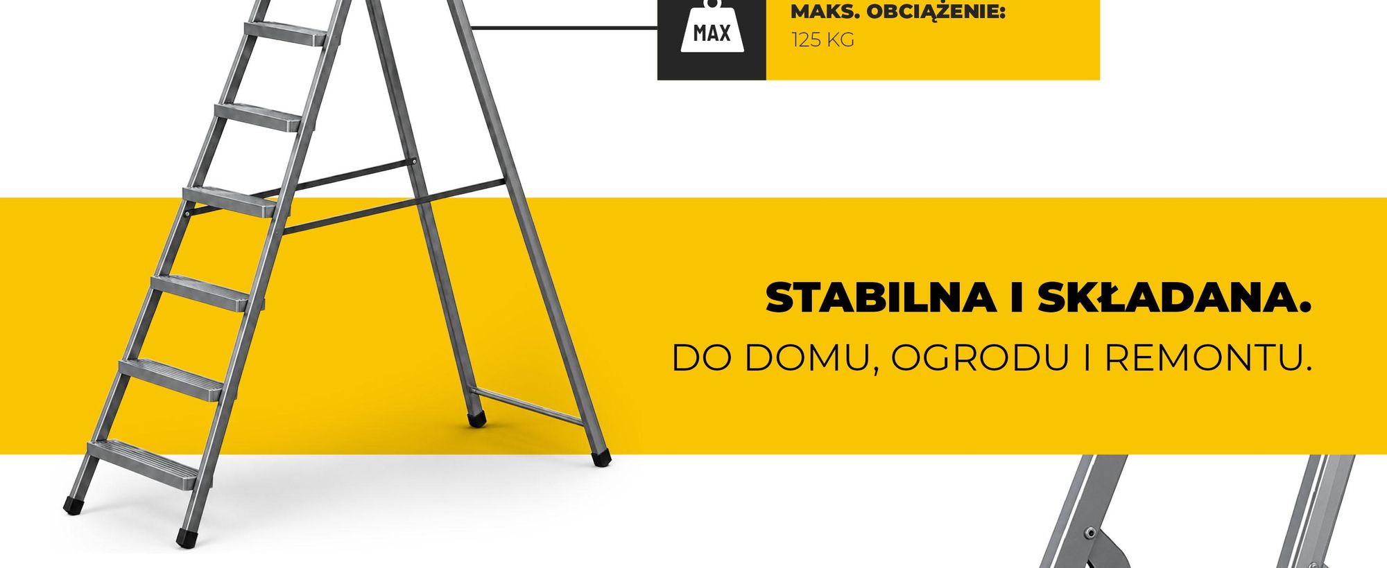 DRABEST | Drabina domowa - stalowa - 5 stopni - składany schodek - uniwersalna - do 125 kg