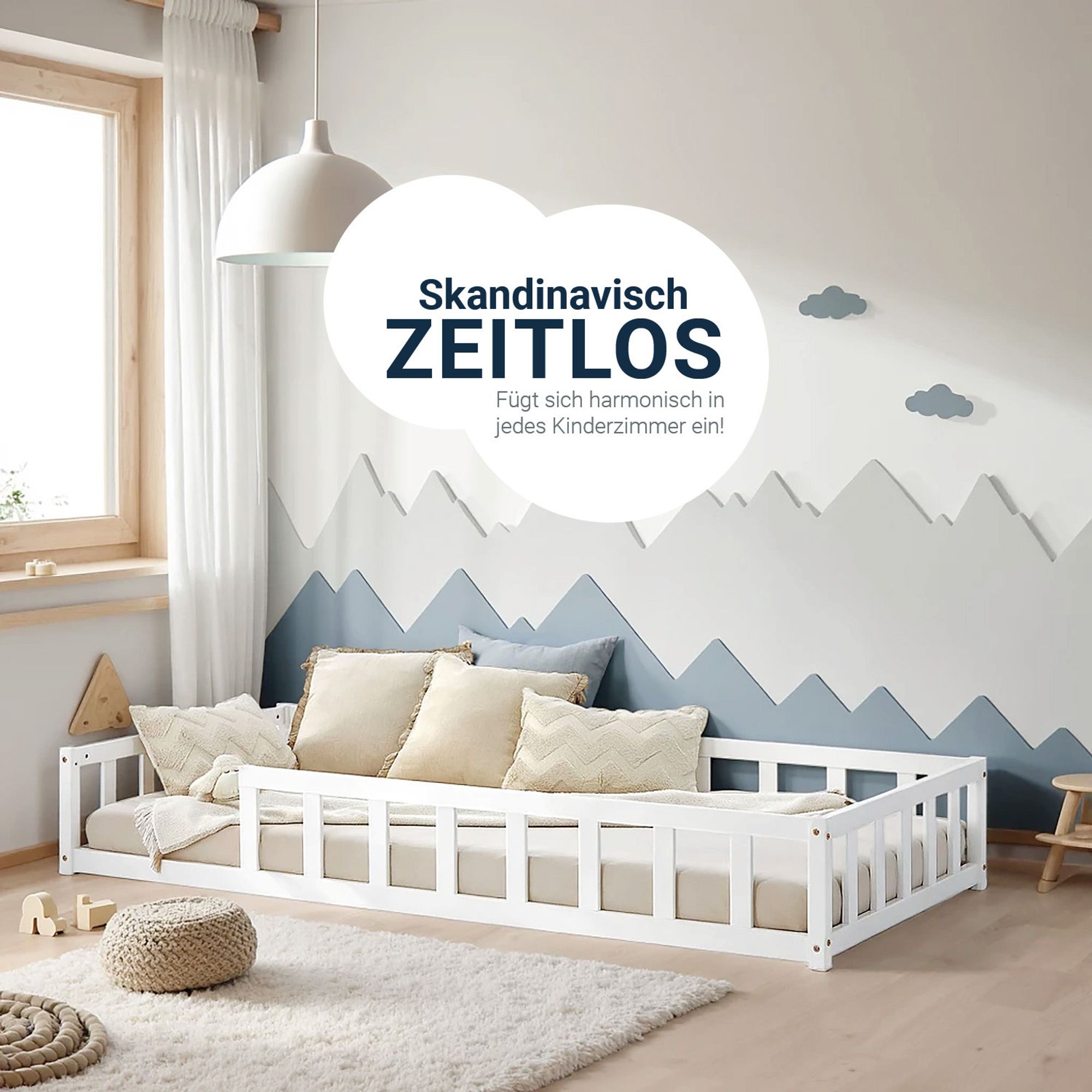 Bodenbett für Kinder im zeitlosen Design