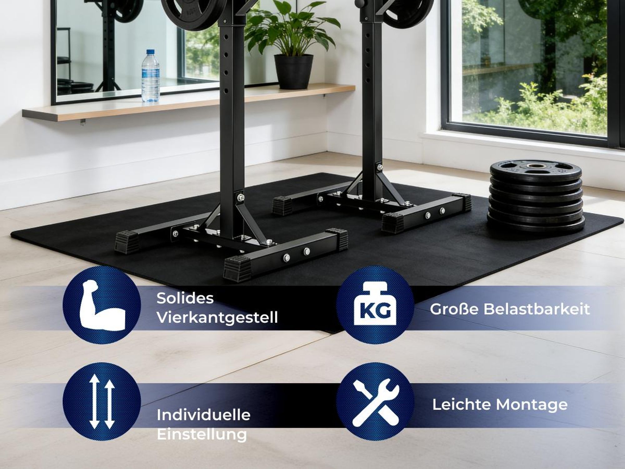 tectake® Langhantelablage multifunktional bodenschonende Kunststoffkappen