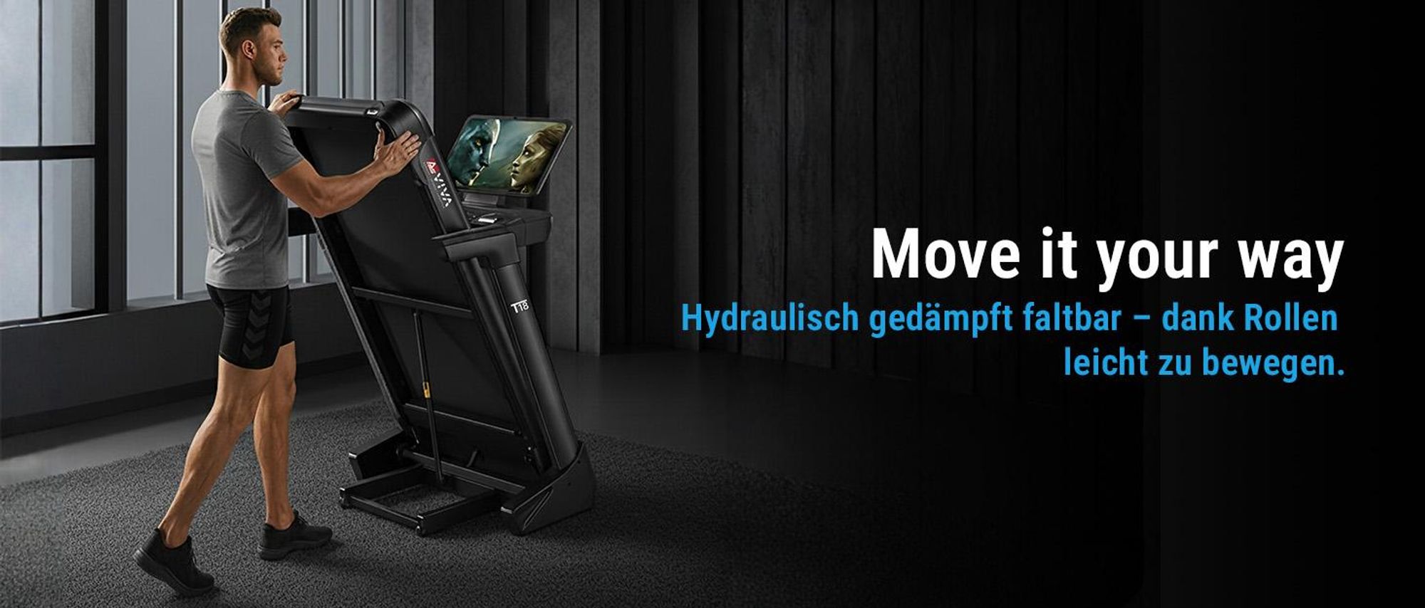 Laufband klappbar AsVIVA T18 Heimtrainer bis 20 km/h 15% Steigung mit Touchscreen Bluetooth bis 150kg für Zuhause