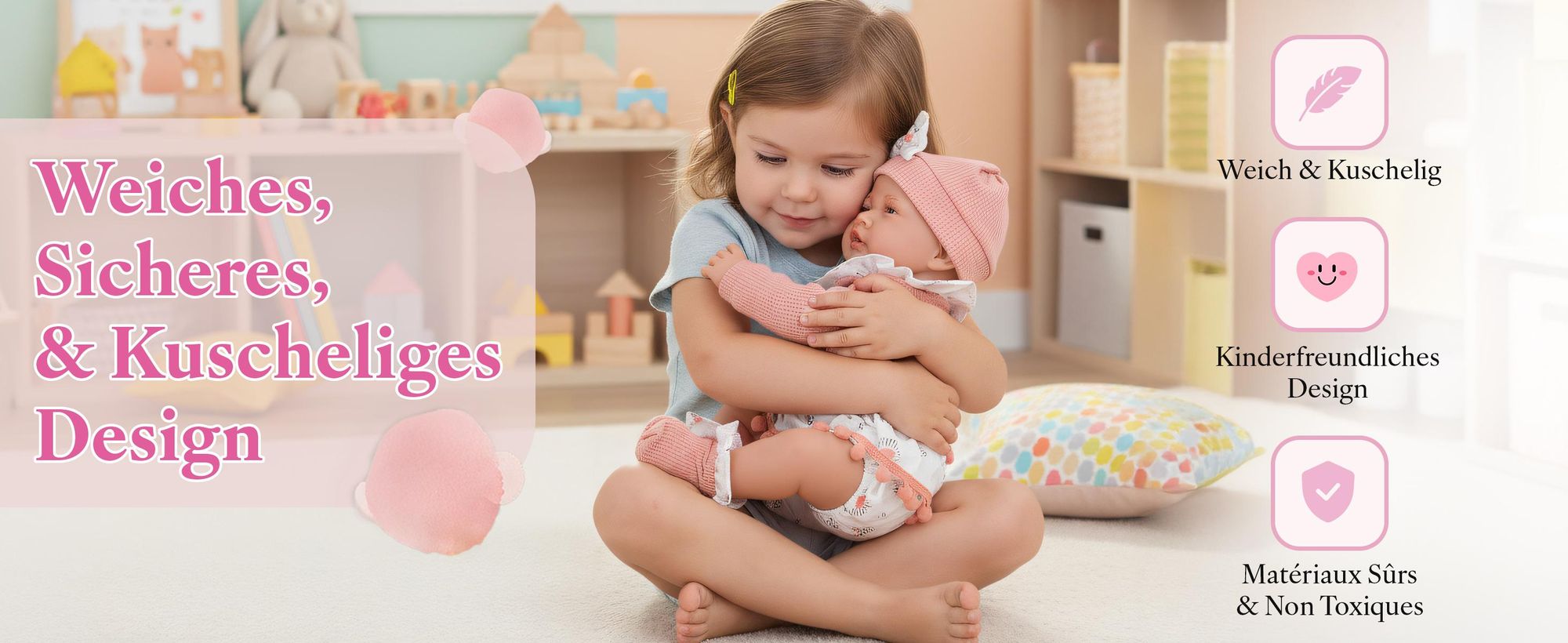 Interaktive Babypuppe Lili 41 cm – realistischer Babylook mit Geräuschen und Zubehör