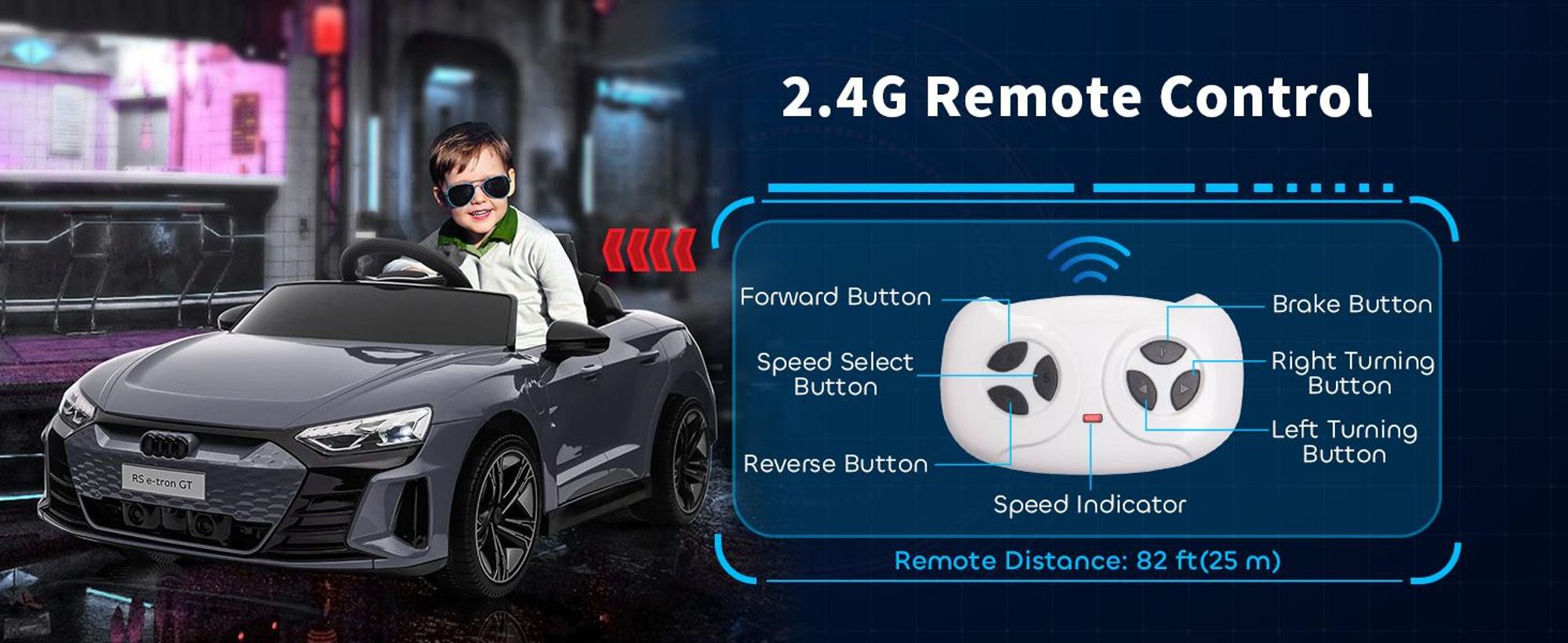 HOMCOM Elektryczny samochód dziecięcy 12 V z pilotem 2,4 GHz, 2 silniki, pojazd dziecięcy z klaksonem, diodami LED, muzyką, łagodnym rozruchem, pojazd elektryczny z dodatkowym kołem, dla dzieci w wieku 3-5 lat, szary
