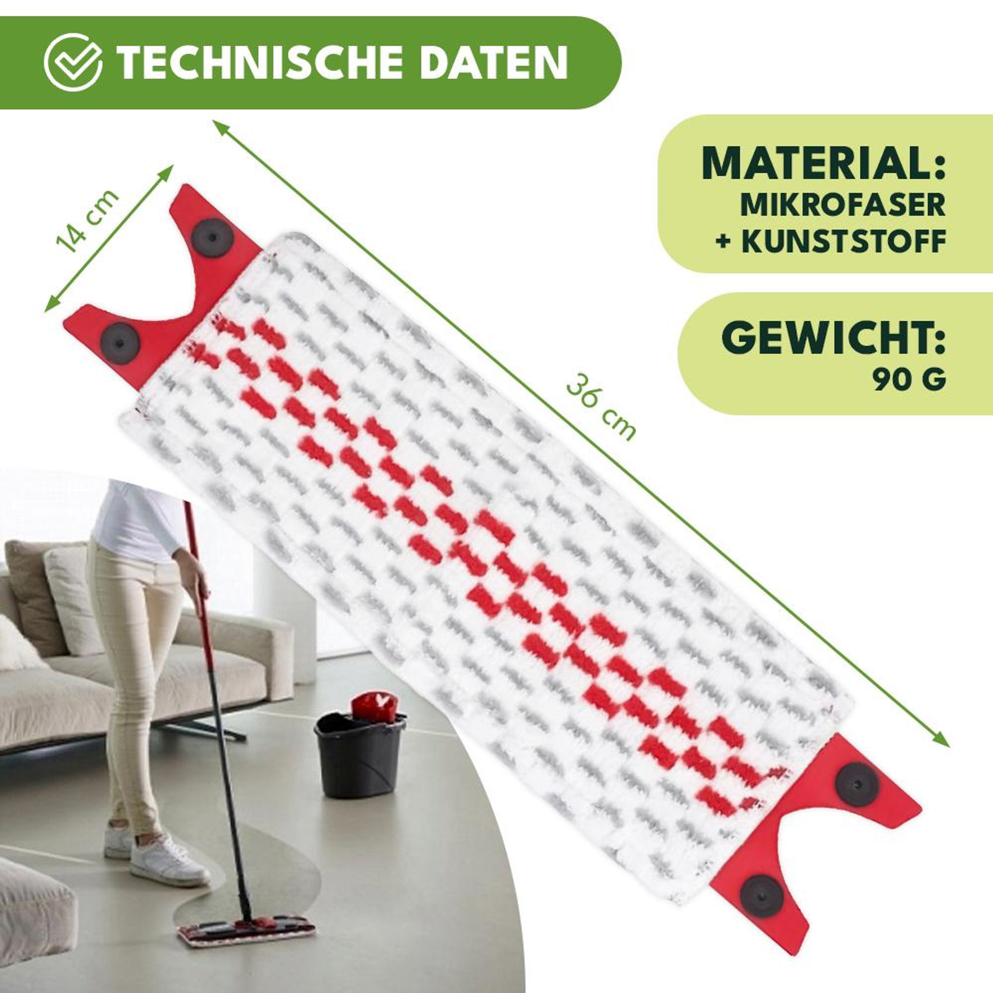 KRUMAD Ersatzbezug kompatibel mit Vileda Ultra Max – 1 Stück Wischmopp Bezug aus Mikrofaser, waschbar bei 60°C, Mop Zubehör für Bodenwischer