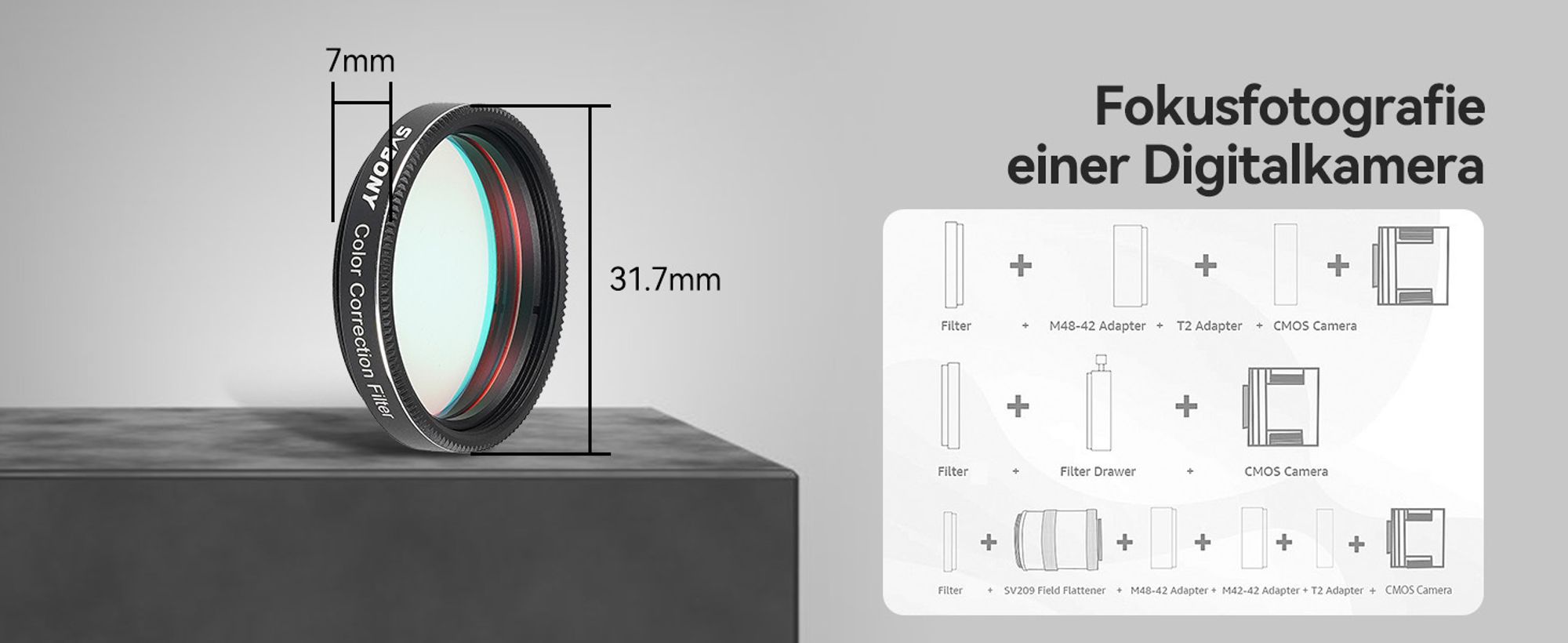 Svbony SV231 1.25" Teleskopfilter, Farbkorrekturfilter für Teleskope M28.5×0.6 Vollgewinde, Reduziert Schädliche Blaue Wellenlängen