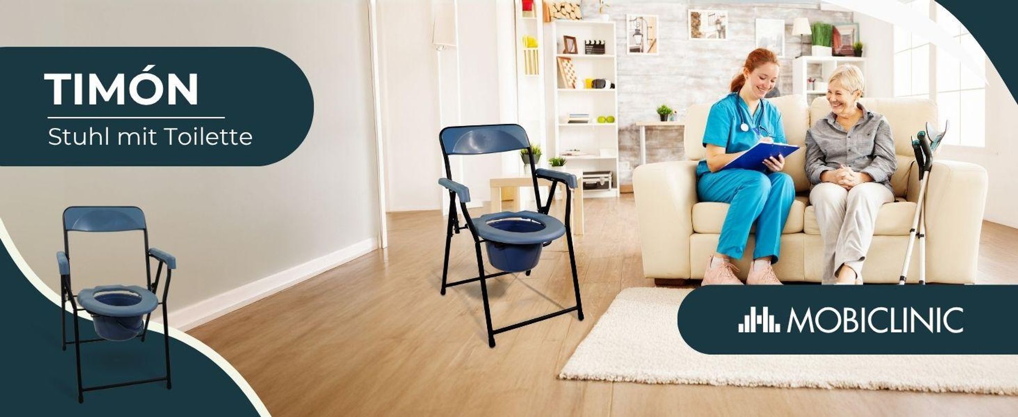 Toilettenstuhl WC-Stuhl für Senioren Mobiclinic Faltbarer WC Sitz Ergonomischer Sitz mit Armlehnen Toilettenstuhl Resistent Bis zu 100 kg Timón