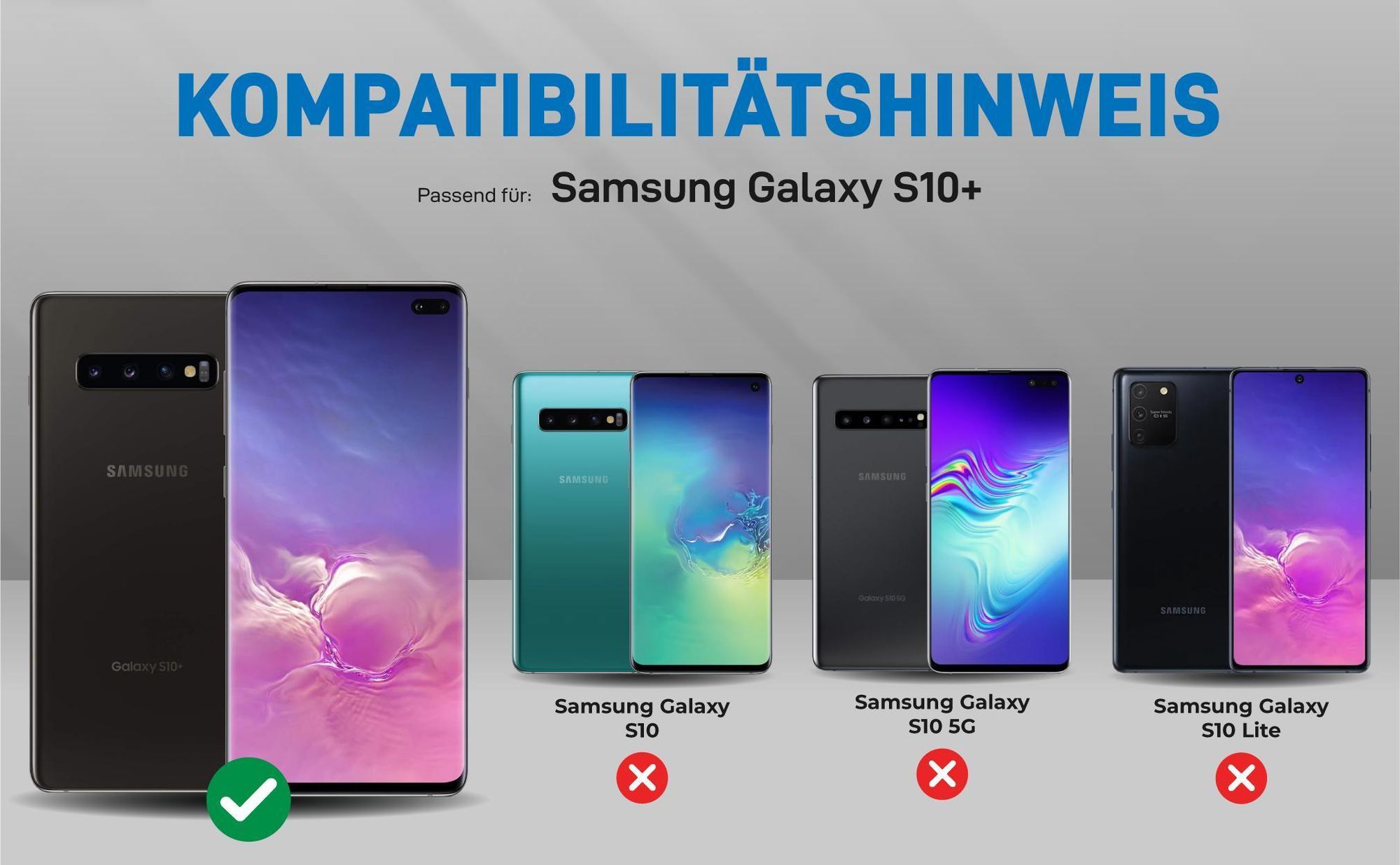 Kompatibilitätshinweise Hülle für Samsung Galaxy S10+