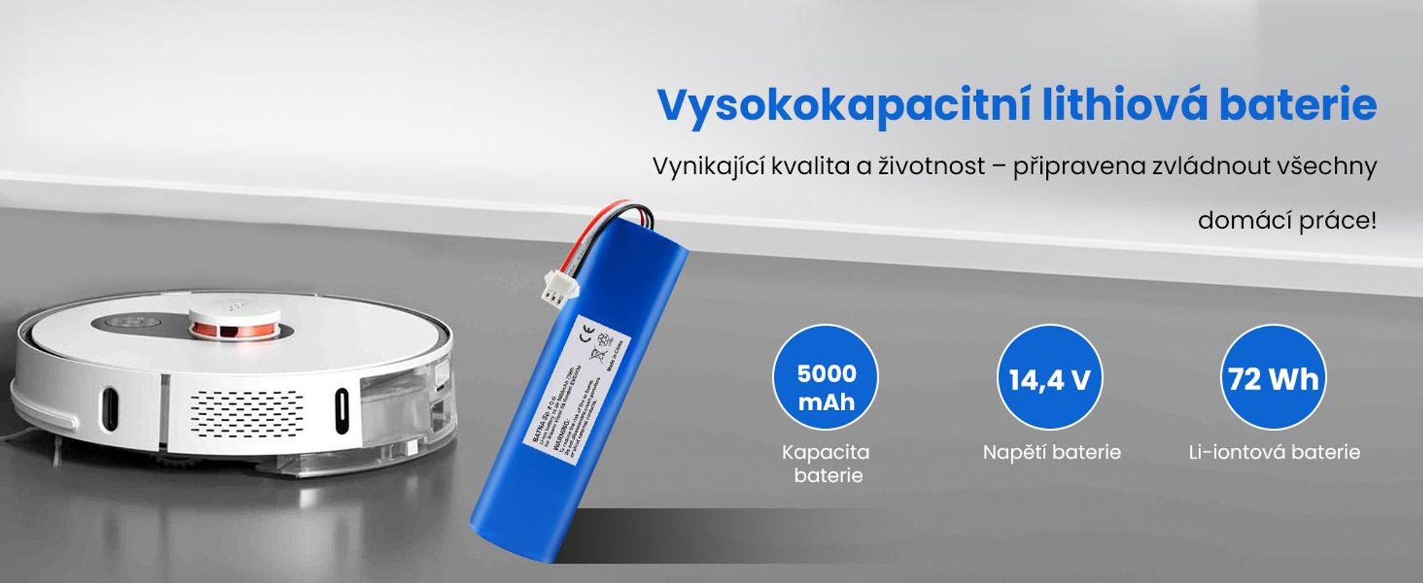 Náhradní akumulátor pro Roidmi EVE Plus Xclea H30, 5000 mAh, 14,4 V