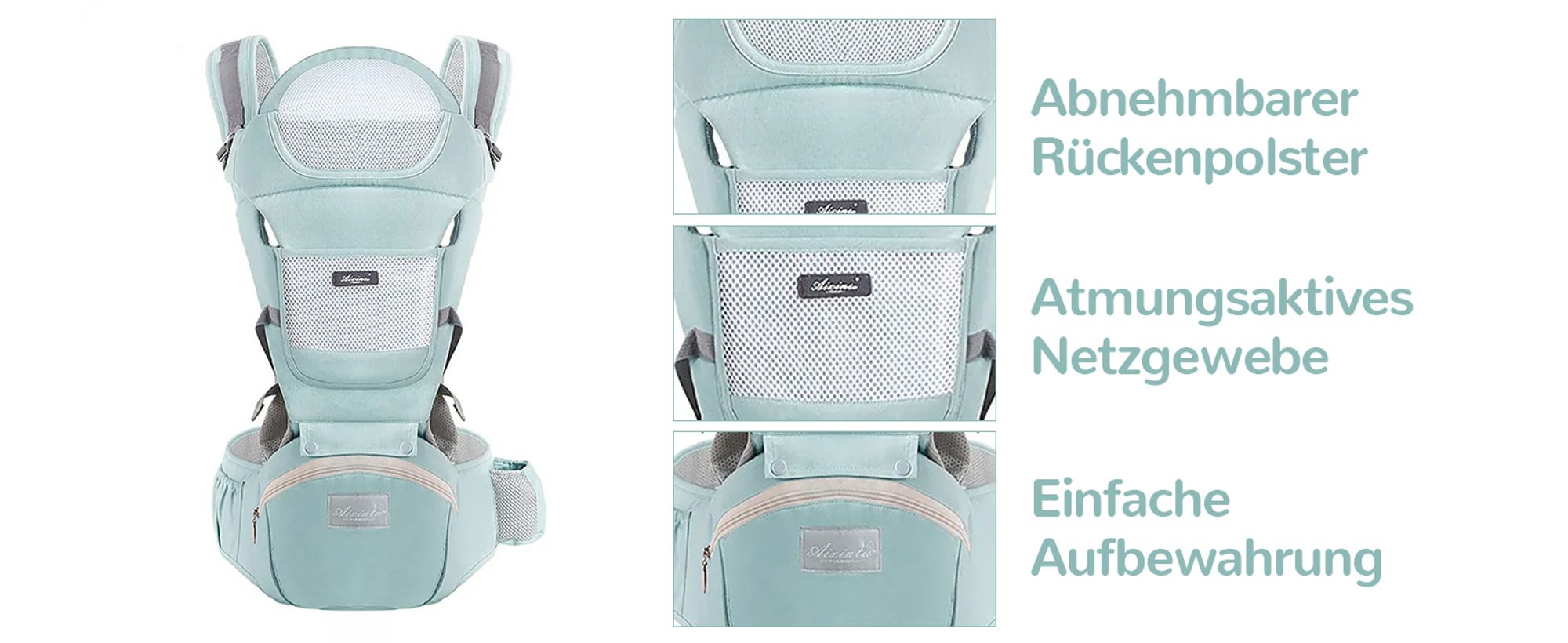 MODFU Kindertrage Bauchtrage Rückentrage Babytrage Neugeborene bis Kleinkinder Ergonomische,gemütliche und leichte Babytrage für 3-20kg Grün