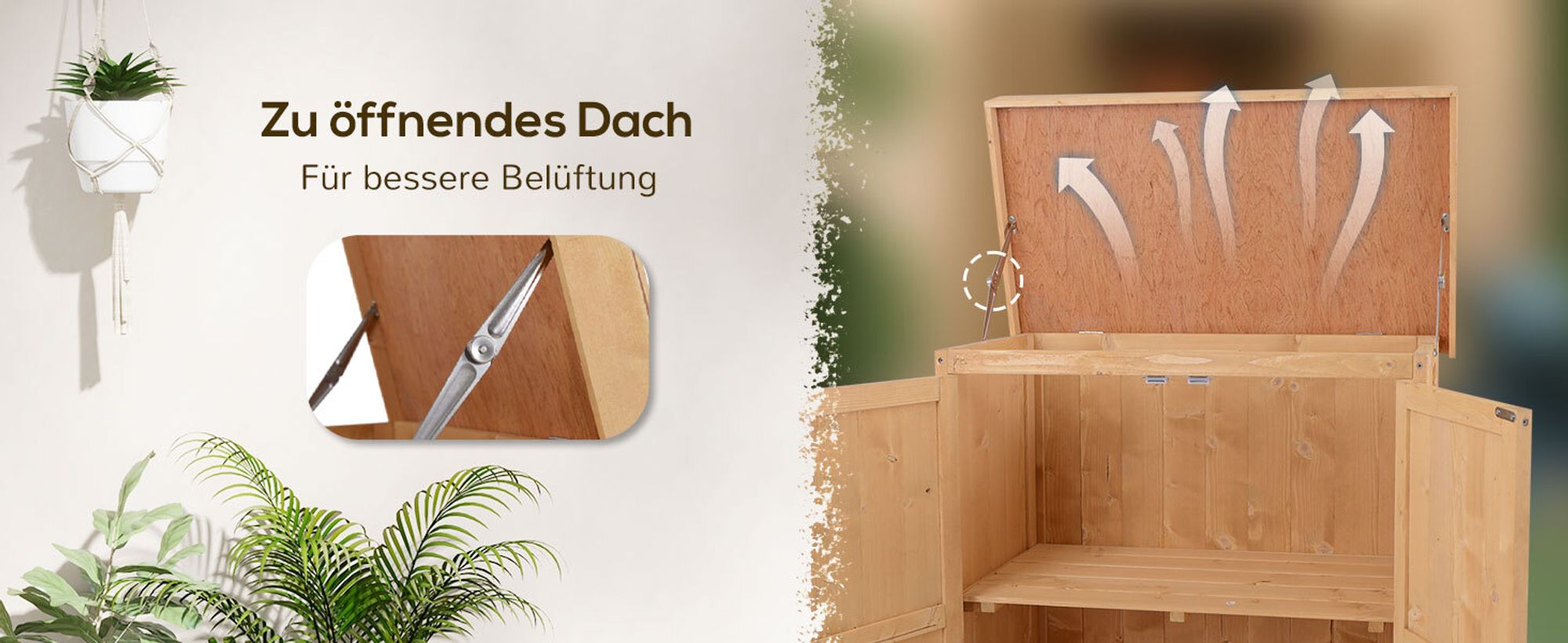 Outsunny Geräteschrank Geräteschuppen Gartenschrank 2 Fächer Tannenholz Natur 74 x 43 x 88cm