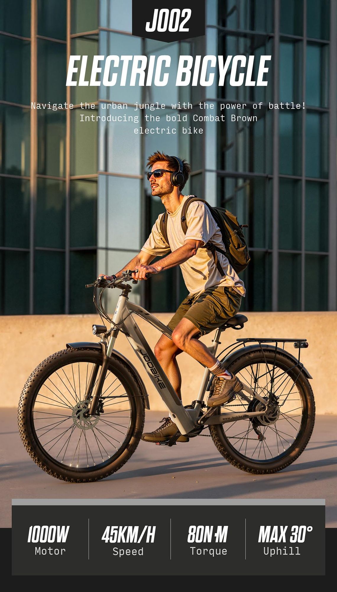 J002 Elektrofahrrad, 48 V 16 Ah, 80 N·m, Shimano 7, 150 kg, grau