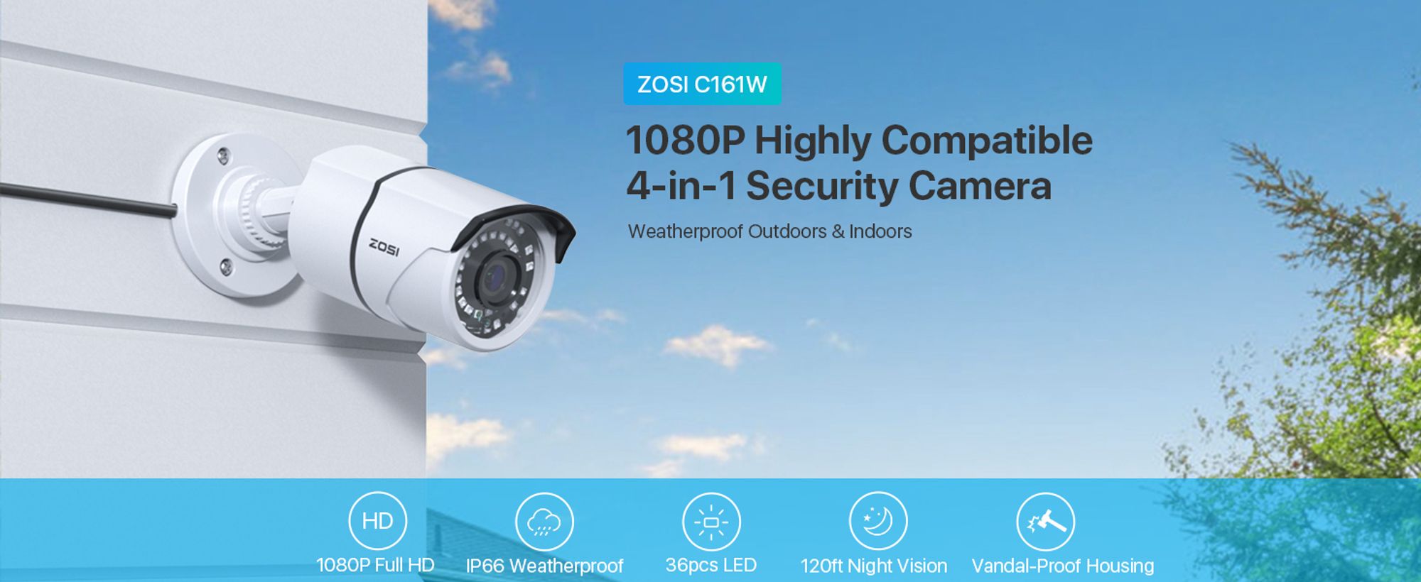 Hybrid 4in1 1080p TVI CVI AHD 960H Kamera